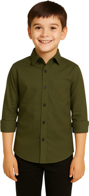 jabak creation Boys Solid Party Green Shirt