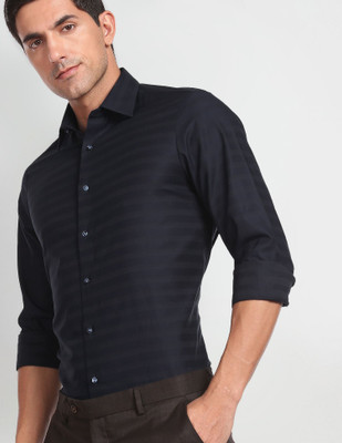ARROW Men Striped Formal Blue Shirt