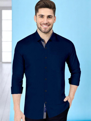 LAXMI TRENDING Men Solid Casual Blue Shirt