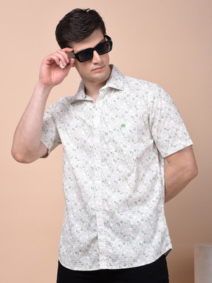 CRIMSOUNE CLUB Men Floral Print Casual Green Shirt