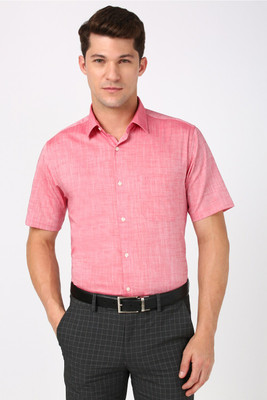 PETER ENGLAND Men Self Design Formal Pink Shirt