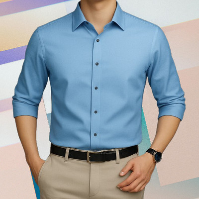 MFSHIRTS Men Solid Formal Light Blue Shirt