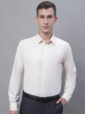 CANTABIL Men Checkered Formal Yellow Shirt