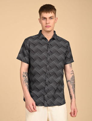 TIGERSNAKE Men Printed Casual Black, Grey Shirt