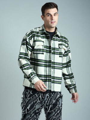 FUGAZEE Men Checkered Casual White Shirt