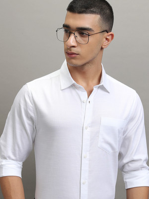 HIGHLANDER Men Solid Casual White Shirt
