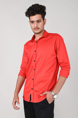 Tanip Men Solid Formal Red Shirt