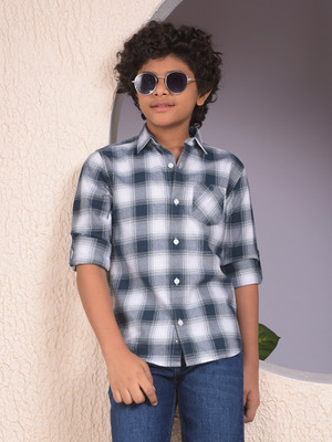 CRIMSOUNE CLUB Boys Checkered Casual Green Shirt