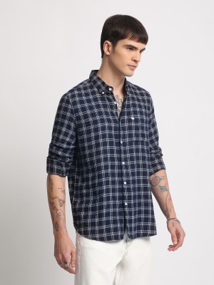 THE BEAR HOUSE Men Checkered Casual Dark Blue, White, Light Blue Shirt