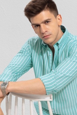 U TURN Men Printed Casual Light Green Shirt