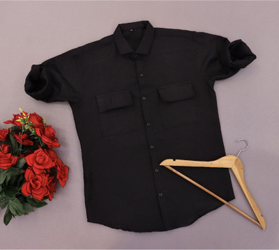 SHFASHION Men Self Design Casual Pink Shirt