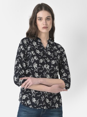 CRIMSOUNE CLUB Women Printed Casual Blue Shirt