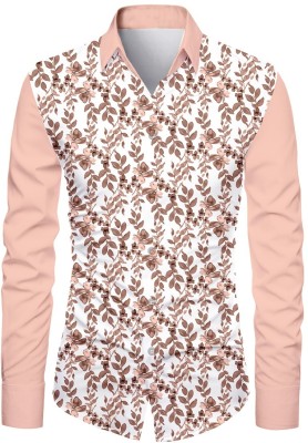 AviraEnterprise Men Printed Casual Pink, Brown Shirt