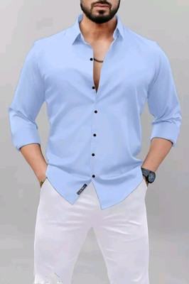 UNNATI TRENDS Men Solid Formal Light Blue Shirt