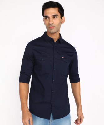 Spykar Men Self Design Casual Green Shirt