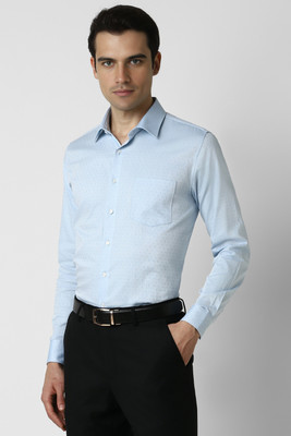 VAN HEUSEN Men Self Design Formal Blue Shirt