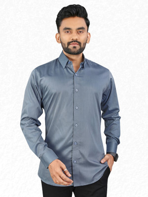 SHIVYM Men Solid Formal Grey Shirt