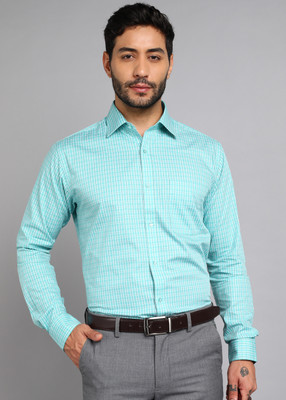 Raymond Men Checkered Formal Light Blue Shirt