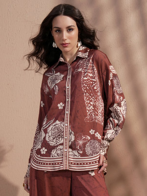 Vishudh Women Printed Casual Brown Shirt