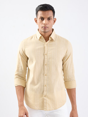 Spykar Men Striped Casual Brown Shirt