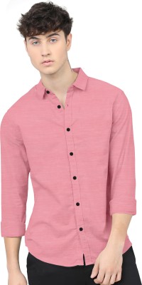 SYSBELLA FASHION Men Solid Casual Pink Shirt