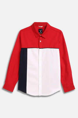 Allen Solly Boys Color Block Casual Red Shirt