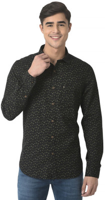TURTLE Men Printed Casual Black, Dark Green Shirt