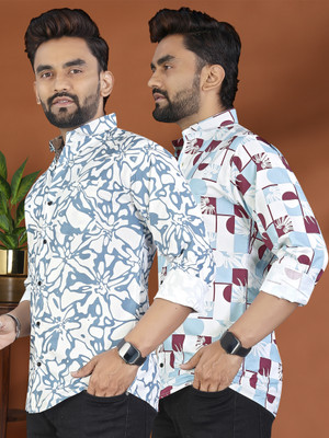 ADWYN PETER Men Printed Casual Multicolor Shirt(Pack of 2)