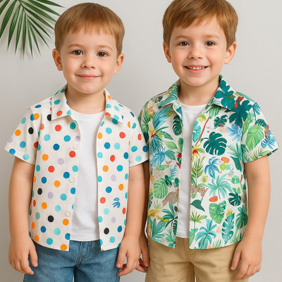 SVHFashion Boys Printed Casual Multicolor Shirt(Pack of 2)