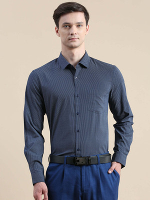 INVICTUS Men Self Design Formal Dark Blue Shirt