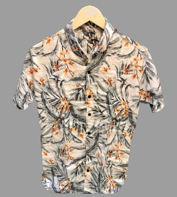 Khodalchoru Men Printed Casual Grey, Orange Shirt