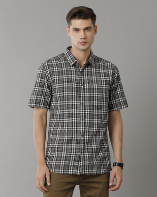 VOI JEANS Men Checkered Casual Black Shirt