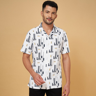 Byford by Pantaloons Men Printed Casual White Shirt