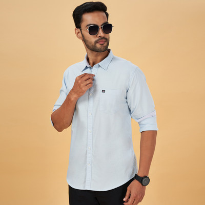 Byford by Pantaloons Men Solid Casual Blue Shirt
