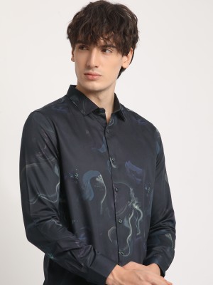 THE BEAR HOUSE Men Printed Casual Blue Shirt