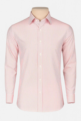 numaric Men Striped Formal Pink Shirt