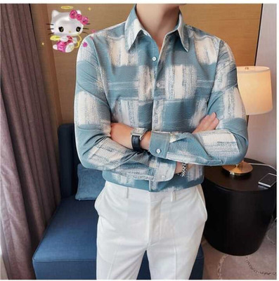 DUCCKCREATION Men Printed Casual Dark Green Shirt