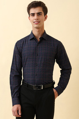 Allen Solly Men Checkered Formal Dark Blue Shirt