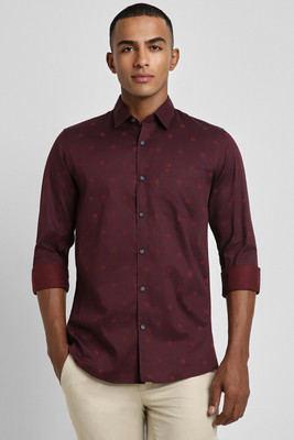 PETER ENGLAND Men Solid Casual Maroon, Red Shirt