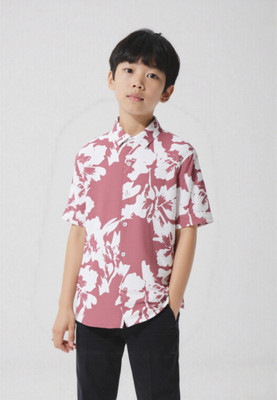 CAVIO Boys Floral Print Casual Brown Shirt