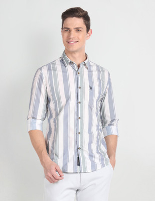 U.S. Polo Assn. Denim Co. Men Striped Casual White Shirt