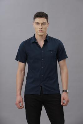 VOI JEANS Men Solid Casual Blue Shirt