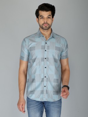 youth first Men Printed Casual Silver Shirt