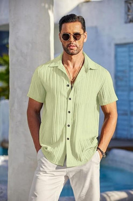 METRONAUT Men Self Design Casual Light Green Shirt