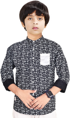 MADE IN THE SHADE Boys Printed Casual Black, White Shirt