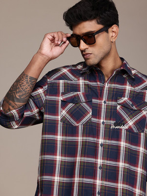 Roadster Men Checkered Casual Black Shirt