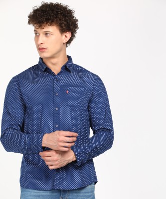 LEVI'S Men Printed Casual White, Blue Shirt