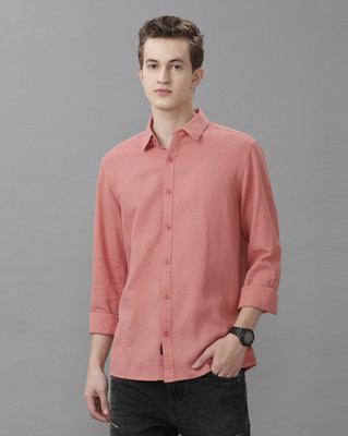 VOI JEANS Men Solid Casual Pink Shirt