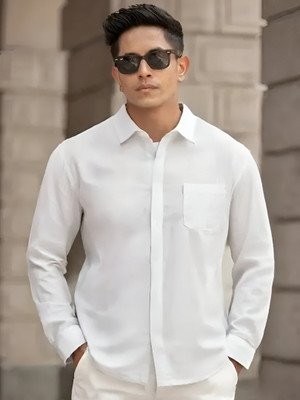 Purever India Men Solid Formal White Shirt
