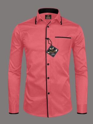 AITAVIKOVERSEAS Men Self Design Casual Pink Shirt